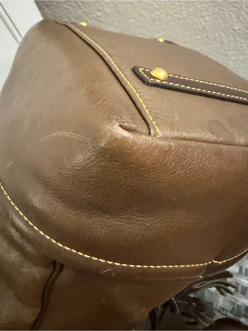 Dooney & Bourke Florentine Buckley Brown Leather Drawstring Satchel with Tassels - Picture 10 of 16